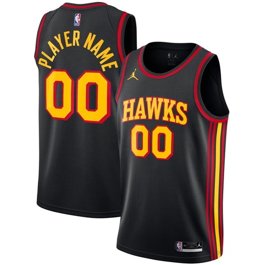 Atlanta Hawks Jordan Brand Swingman Custom Jersey - Statement Edition - Black Official NBA Team Apparel Basketball Fan Gear