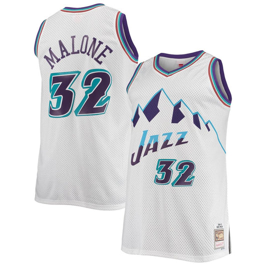 Karl Malone Utah Jazz Mitchell & Ness 1996/97 Big & Tall Hardwood Classics Swingman Jersey - White Official NBA Team Apparel Basketball Fan Gear