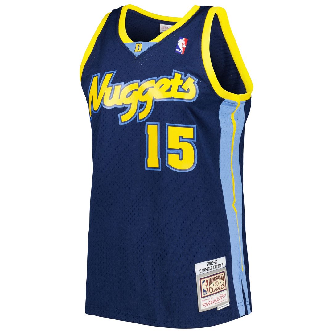 Carmelo Anthony Denver Nuggets Mitchell & Ness Hardwood Classics Swingman Jersey - Navy Official NBA Team Apparel Basketball Fan Gear