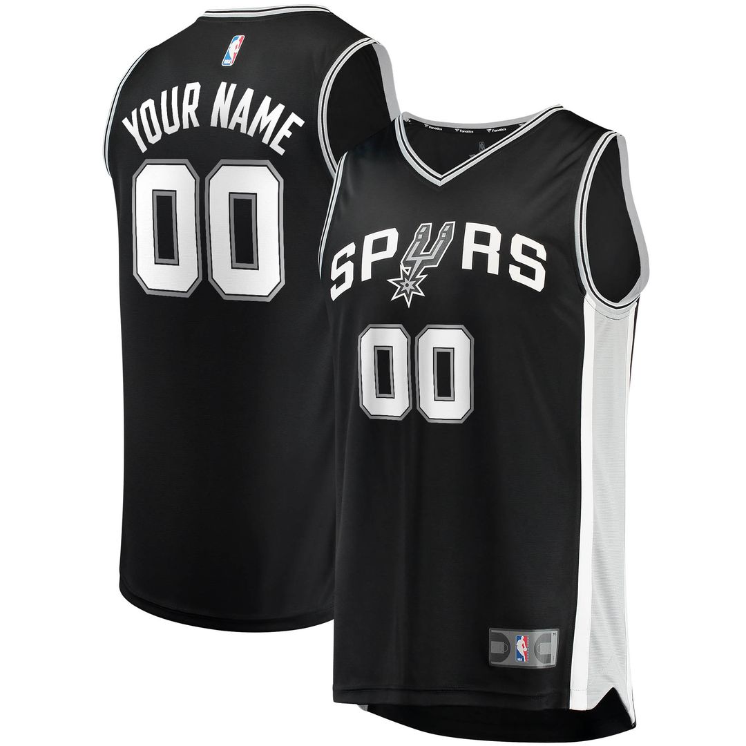 San Antonio Spurs Fanatics Fast Break Custom Replica Jersey Black - Icon Edition Official NBA Team Apparel Basketball Fan Gear