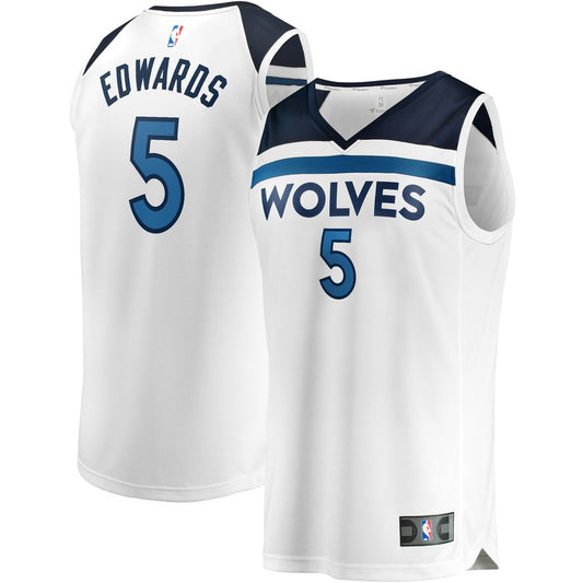 Anthony Edwards Minnesota Timberwolves Fanatics Fast Break Replica Player Jersey - Association Edition - White Official NBA Team Apparel Basketball Fa