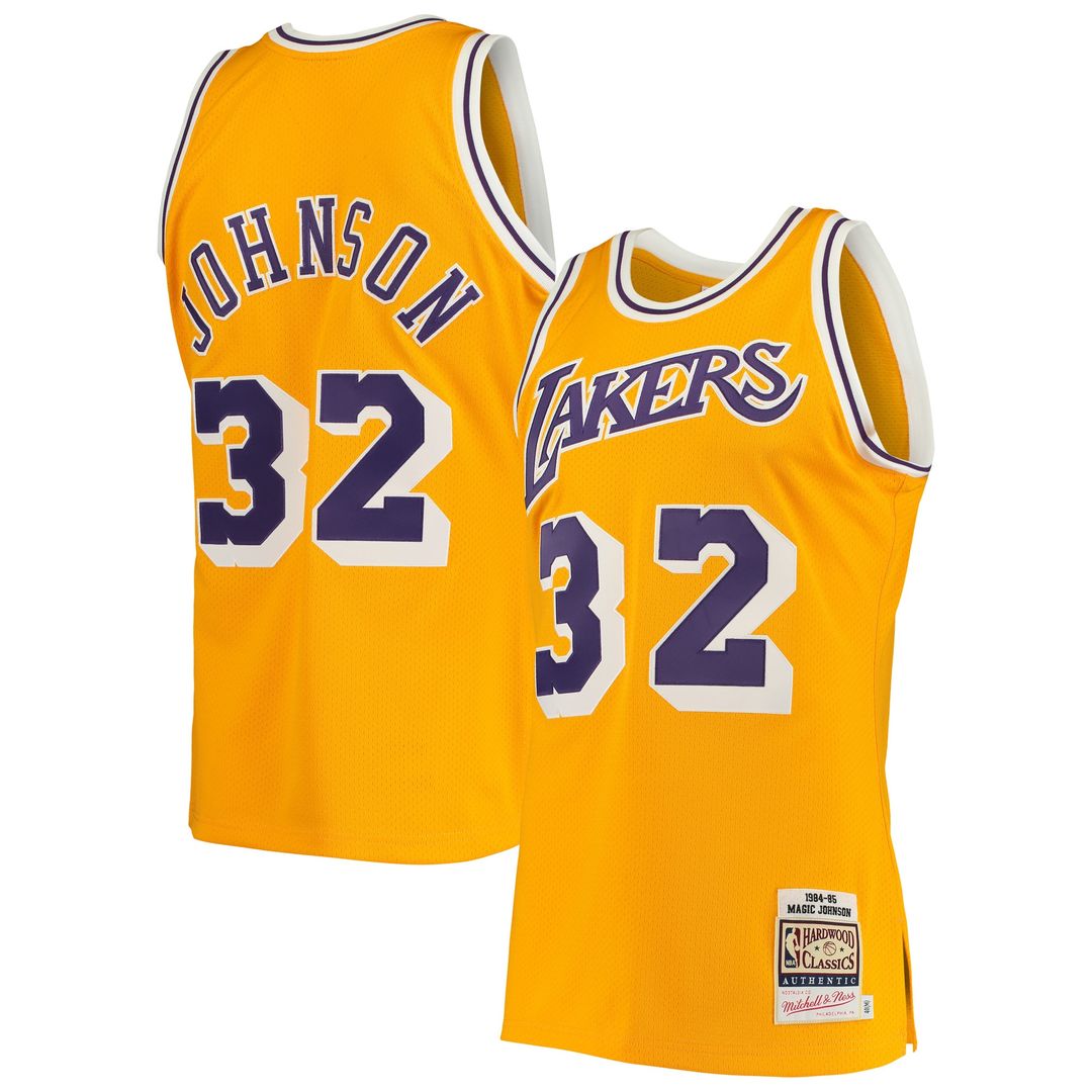 Magic Johnson Los Angeles Lakers Mitchell & Ness 1984/85 Hardwood Classics Authentic Jersey - Gold Official NBA Team Apparel Basketball Fan Gear