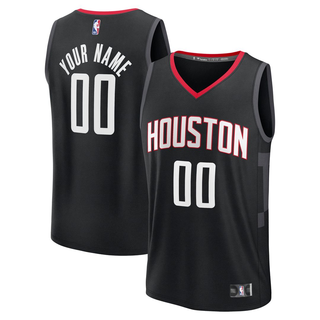 Houston Rockets Fanatics Youth Fast Break Custom Jersey - Statement Edition - Black Official NBA Team Apparel Basketball Fan Gear