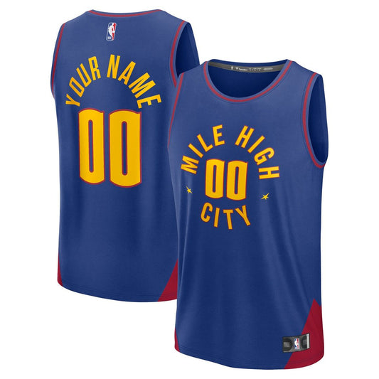 Denver Nuggets Fanatics Youth Fast Break Custom Replica Jersey - Blue - Statement Edition Official NBA Team Apparel Basketball Fan Gear