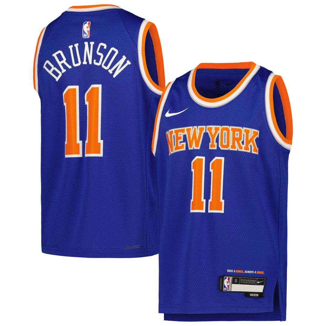 Jalen Brunson New York Knicks Nike Youth Swingman Jersey - Icon Edition - Blue Official NBA Team Apparel Basketball Fan Gear