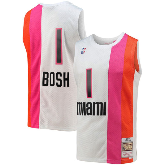 Chris Bosh Miami Heat Mitchell & Ness 2011/12 Hardwood Classics Swingman Jersey - White Official NBA Team Apparel Basketball Fan Gear