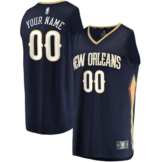 New Orleans Pelicans Fanatics Fast Break Custom Replica Jersey Navy - Icon Edition Official NBA Team Apparel Basketball Fan Gear