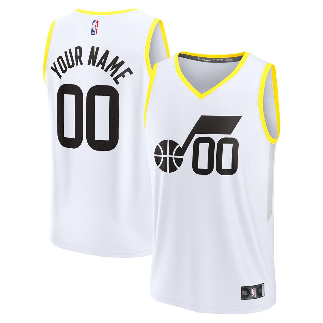 Utah Jazz Fanatics Fast Break Custom Replica Jersey - Association Edition - White Official NBA Team Apparel Basketball Fan Gear