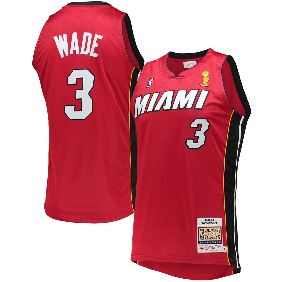 Dwyane Wade Miami Heat Mitchell & Ness 2005-06 Hardwood Classics Authentic Jersey - Red Official NBA Team Apparel Basketball Fan Gear