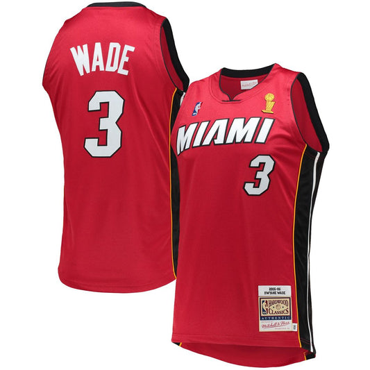 Dwyane Wade Miami Heat Mitchell & Ness 2005-06 Hardwood Classics Authentic Jersey - Red Official NBA Team Apparel Basketball Fan Gear