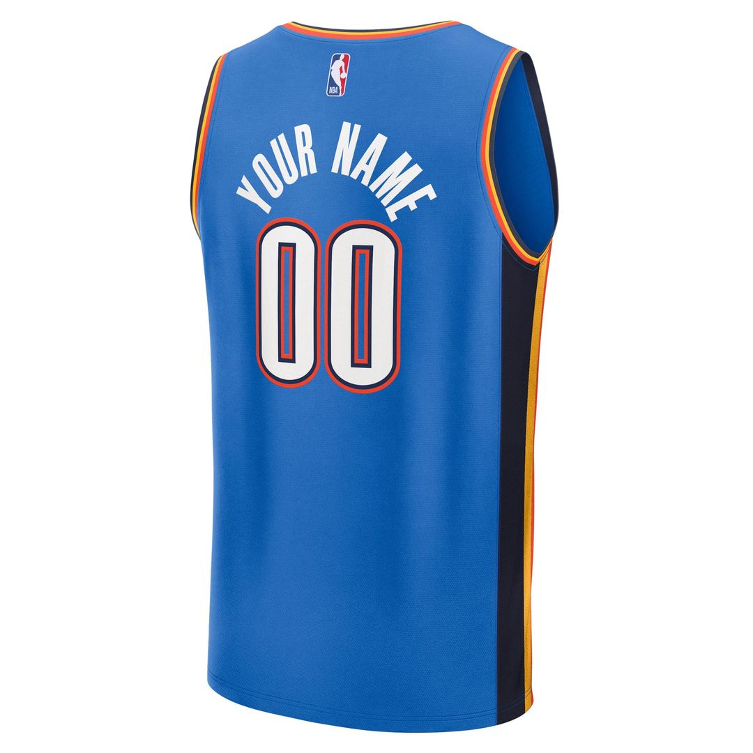 Fanatics Oklahoma City Thunder Youth Blue 2025 NBA Finals Champions Fast Break Replica Custom Jersey - Icon Edition Official NBA Team Apparel Basketba