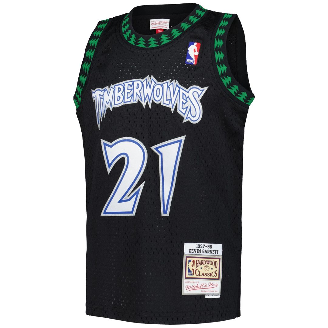 Kevin Garnett Minnesota Timberwolves Mitchell & Ness Youth 1997/98 Hardwood Classics Swingman Jersey - Black Official NBA Team Apparel Basketball Fan