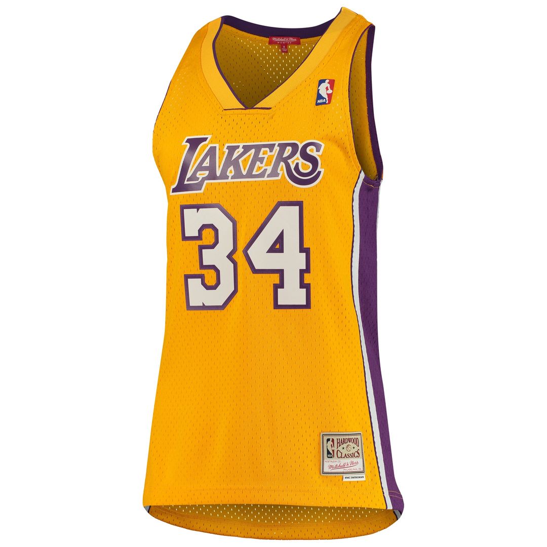 Shaquille O'Neal Los Angeles Lakers Mitchell & Ness Women's 1999/00 Hardwood Classics Swingman Jersey - Gold Official NBA Team Apparel Basketball Fan