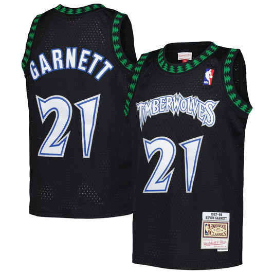 Kevin Garnett Minnesota Timberwolves Mitchell & Ness Youth 1997/98 Hardwood Classics Swingman Jersey - Black Official NBA Team Apparel Basketball Fan