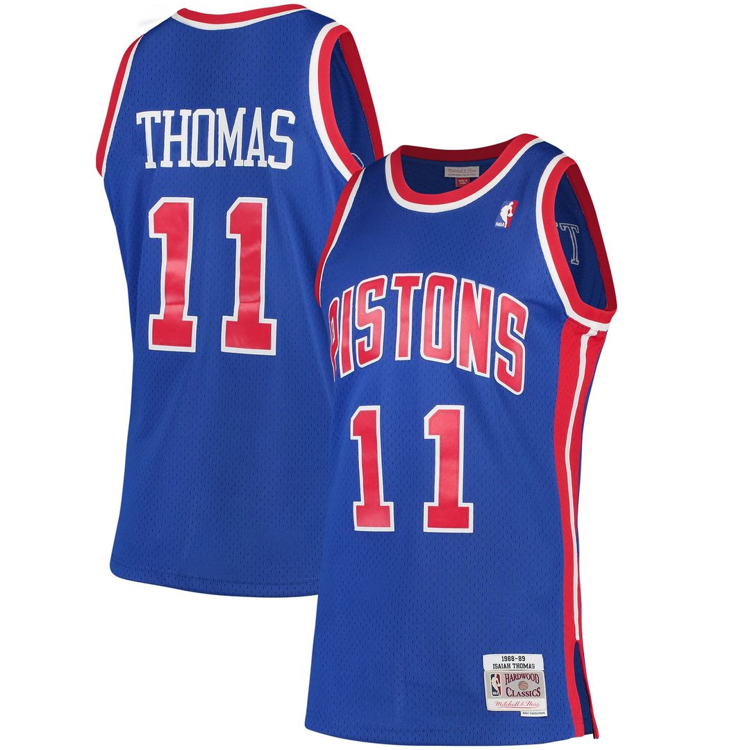 Isiah Thomas Detroit Pistons Mitchell & Ness 1988/89 Hardwood Classics Swingman Jersey - Blue Official NBA Team Apparel Basketball Fan Gear