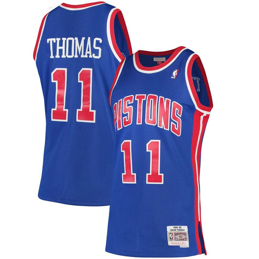 Isiah Thomas Detroit Pistons Mitchell & Ness 1988/89 Hardwood Classics Swingman Jersey - Blue Official NBA Team Apparel Basketball Fan Gear