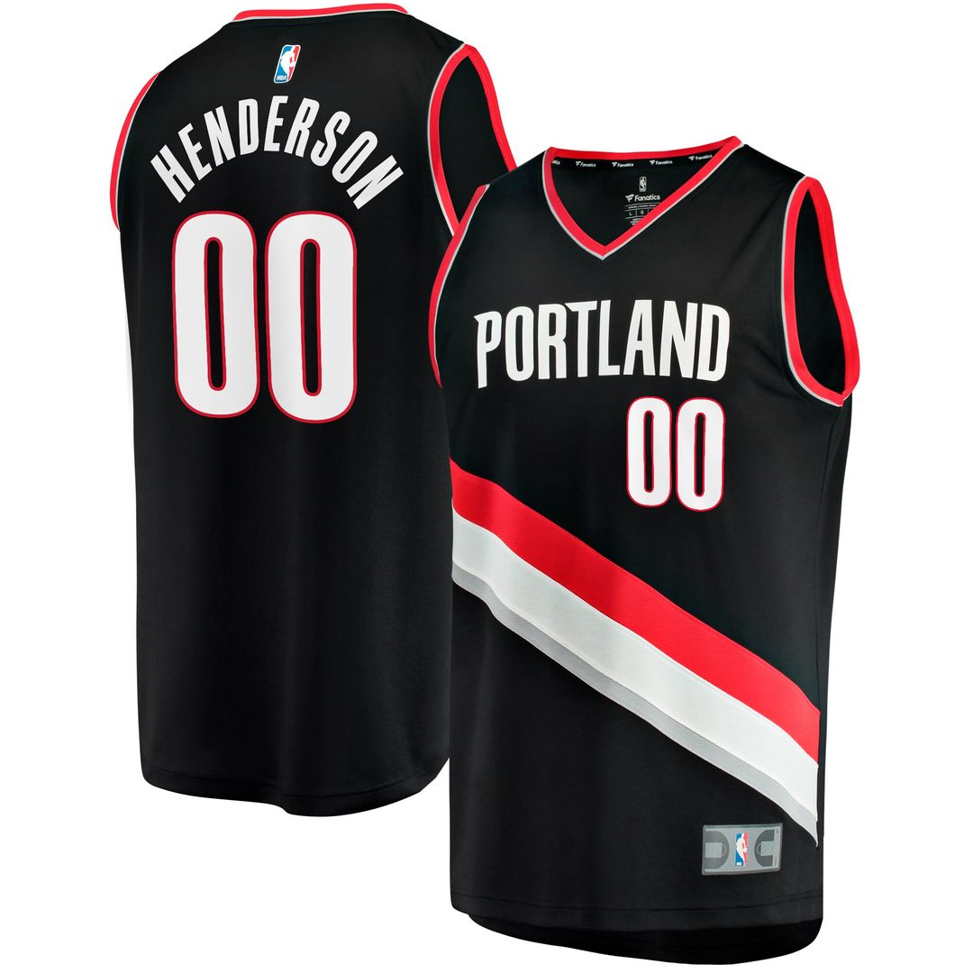 Scoot Henderson Portland Trail Blazers Fanatics Fast Break Replica Jersey - Icon Edition - Black Official NBA Team Apparel Basketball Fan Gear