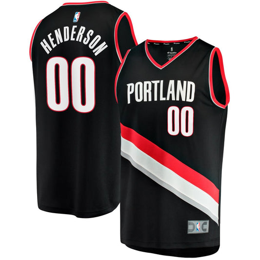 Scoot Henderson Portland Trail Blazers Fanatics Fast Break Replica Jersey - Icon Edition - Black Official NBA Team Apparel Basketball Fan Gear
