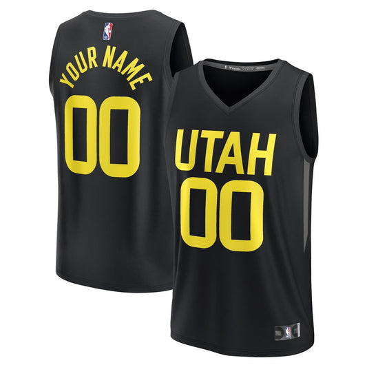 Utah Jazz Fanatics Youth Fast Break Replica Custom Jersey - Statement Edition - Black Official NBA Team Apparel Basketball Fan Gear