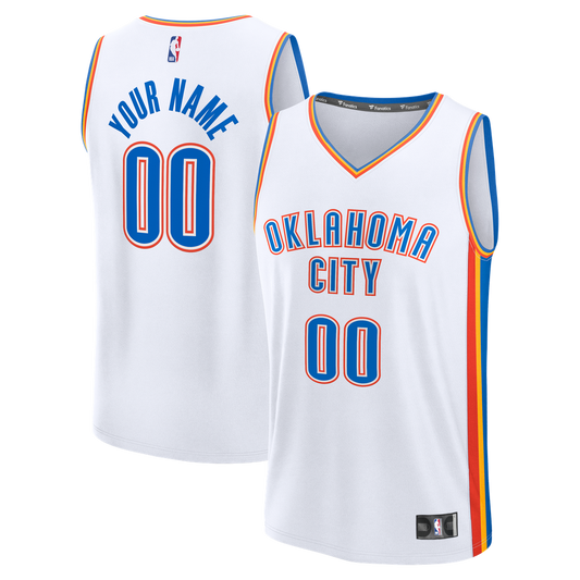 Oklahoma City Thunder Fanatics Youth Fast Break Custom Jersey - Association Edition - White Official NBA Team Apparel Basketball Fan Gear