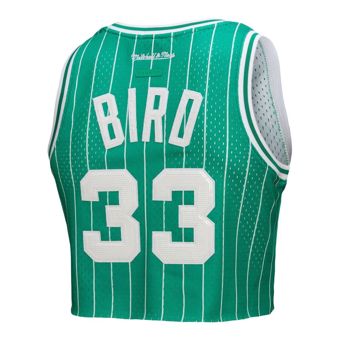 Larry Bird Boston Celtics Mitchell & Ness x DANNIJO Women's Fashion Cropped Basketball Jersey - Kelly Green Official NBA Team Apparel Basketball Fan G