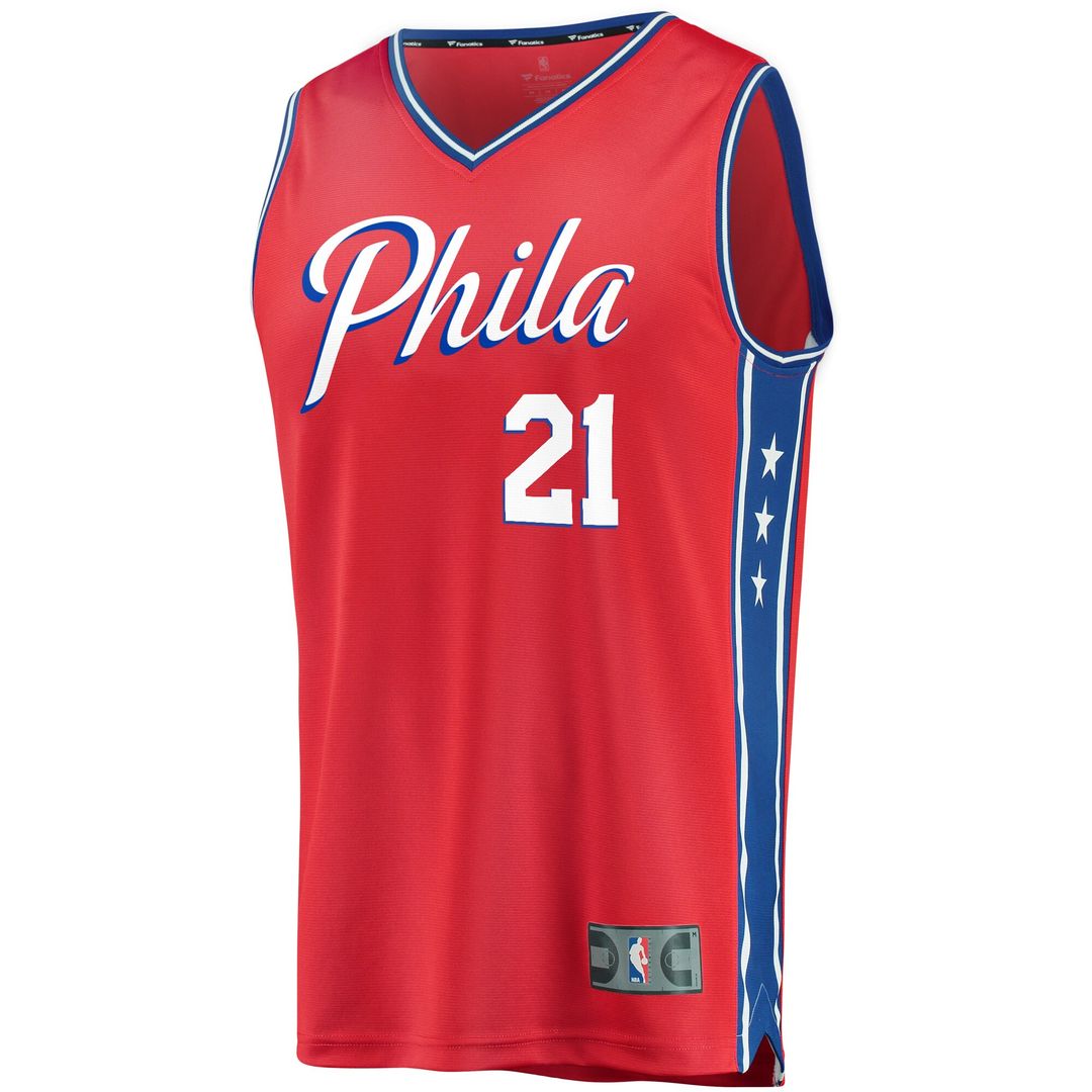 Joel Embiid Philadelphia 76ers Fanatics Youth 2019/20 Fast Break Replica Player Team Jersey - Statement Edition - Red Official NBA Team Apparel Basket