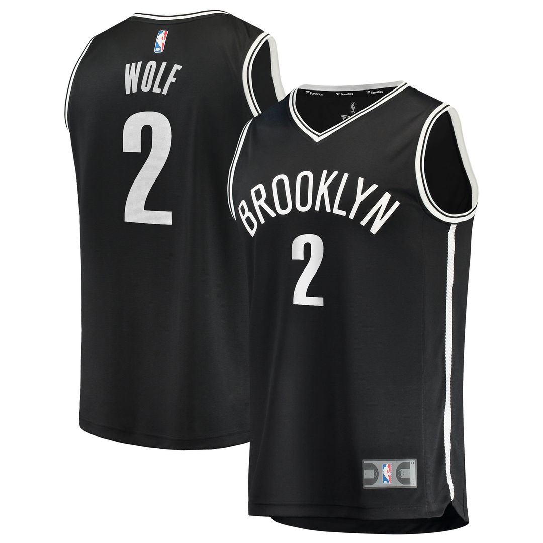 Daniel Wolf Brooklyn Nets Fanatics Fast Break Replica Jersey - Black - Icon Edition Official NBA Team Apparel Basketball Fan Gear