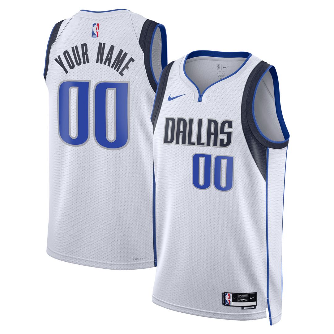 Dallas Mavericks Nike Unisex Swingman Custom Jersey White - Association Edition Official NBA Team Apparel Basketball Fan Gear