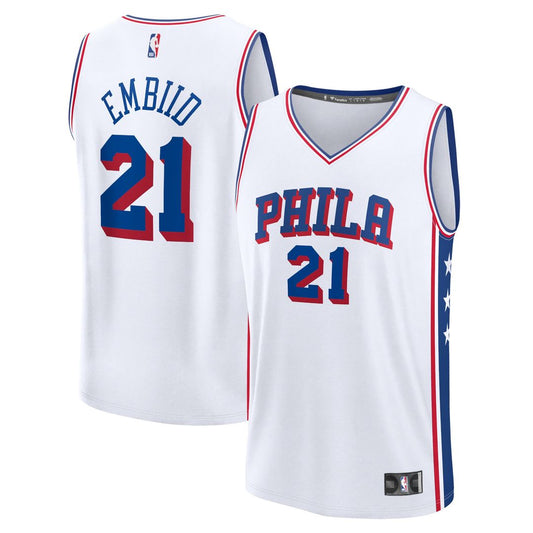 Joel Embiid Philadelphia 76ers Fanatics Fast Break Replica Jersey - Association Edition - White Official NBA Team Apparel Basketball Fan Gear