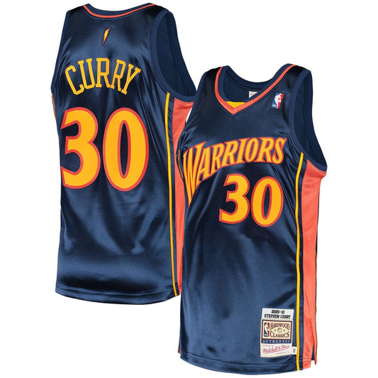 Stephen Curry Golden State Warriors Mitchell & Ness 2009/10 Hardwood Classics Authentic Jersey - Navy Official NBA Team Apparel Basketball Fan Gear