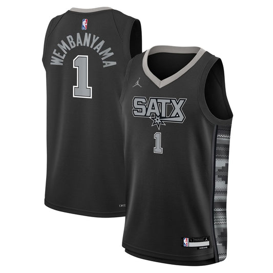 Victor Wembanyama San Antonio Spurs Jordan Brand Youth Swingman Jersey - Statement Edition - Black Official NBA Team Apparel Basketball Fan Gear