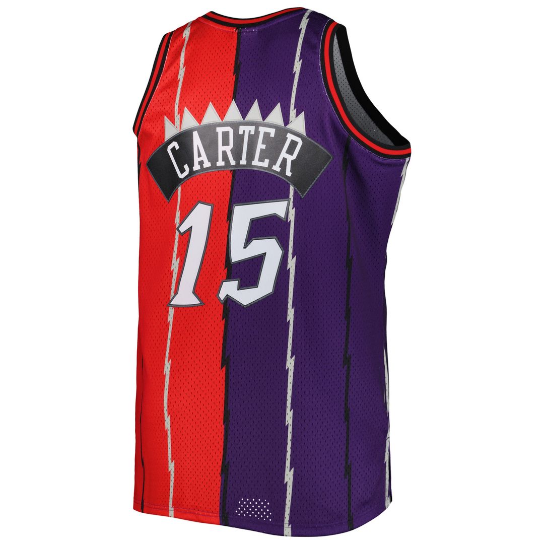 Vince Carter Toronto Raptors Mitchell & Ness Big & Tall Hardwood Classics 1998/99 Split Swingman Jersey - Purple/Red Official NBA Team Apparel Basketb