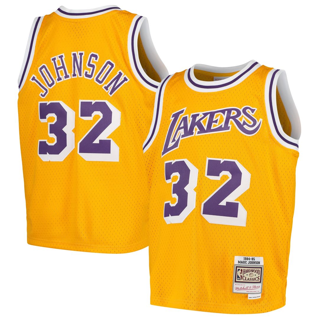 Magic Johnson Los Angeles Lakers Mitchell & Ness Youth Swingman Throwback Jersey - Gold Official NBA Team Apparel Basketball Fan Gear