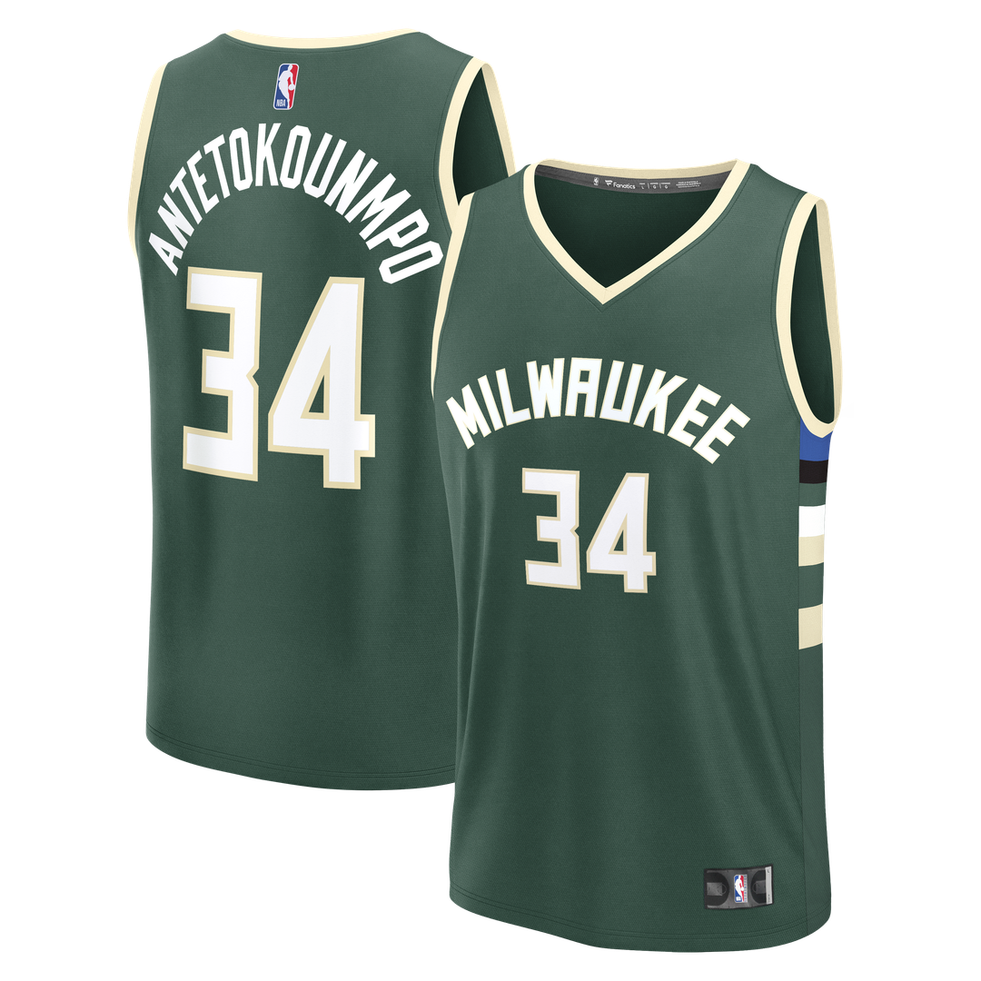 Giannis Antetokounmpo Milwaukee Bucks Fanatics Fast Break Replica Player Jersey - Icon Edition - Hunter Green Official NBA Team Apparel Basketball Fan