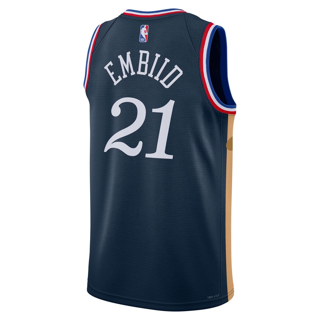 Joel Embiid Philadelphia 76ers Nike Unisex 2025/26 Swingman Jersey - Navy - City Edition Official NBA Team Apparel Basketball Fan Gear