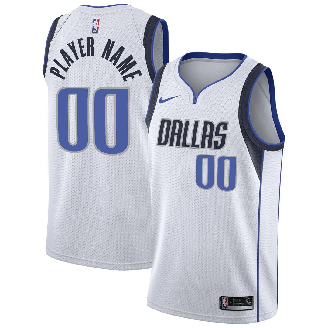 Dallas Mavericks Nike 2020/21 Swingman Custom Jersey - Association Edition - White Official NBA Team Apparel Basketball Fan Gear