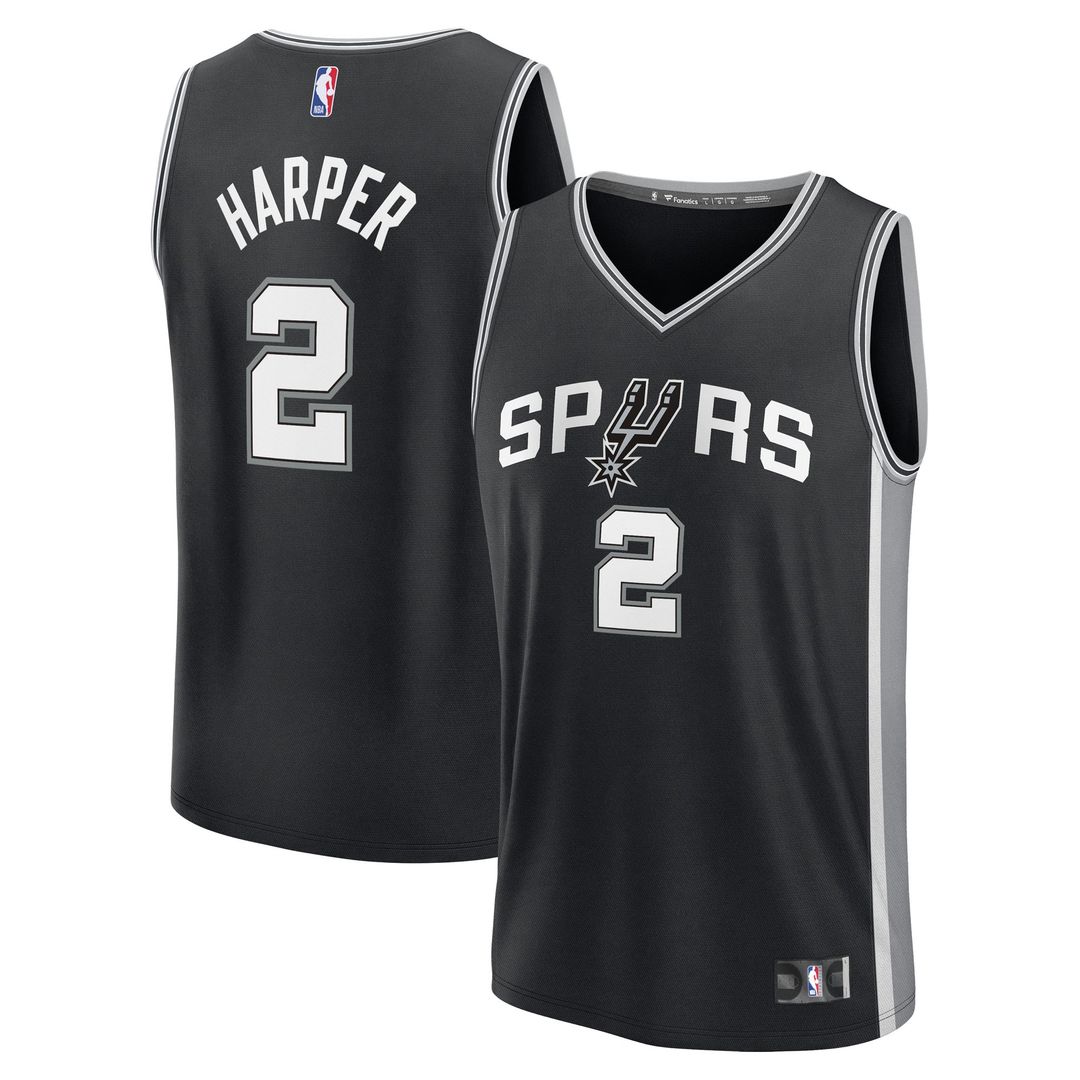 Dylan Harper San Antonio Spurs Fanatics 2025 NBA Draft First Round Pick Fast Break Replica Jersey - Icon Edition - Black Official NBA Team Apparel Bas