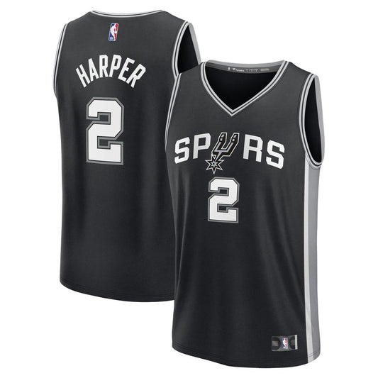 Dylan Harper San Antonio Spurs Fanatics 2025 NBA Draft First Round Pick Fast Break Replica Jersey - Icon Edition - Black Official NBA Team Apparel Bas