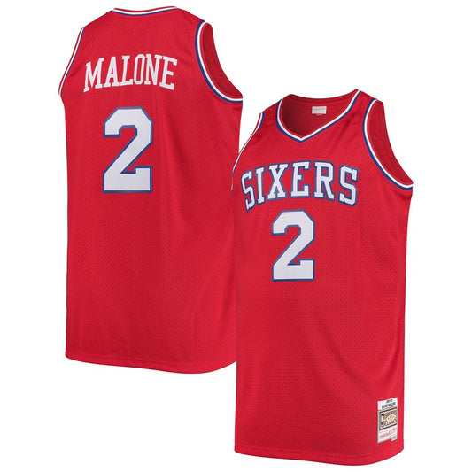 Moses Malone Philadelphia 76ers Mitchell & Ness 1982/83 Big & Tall Hardwood Classics Swingman Jersey - Red Official NBA Team Apparel Basketball Fan Ge