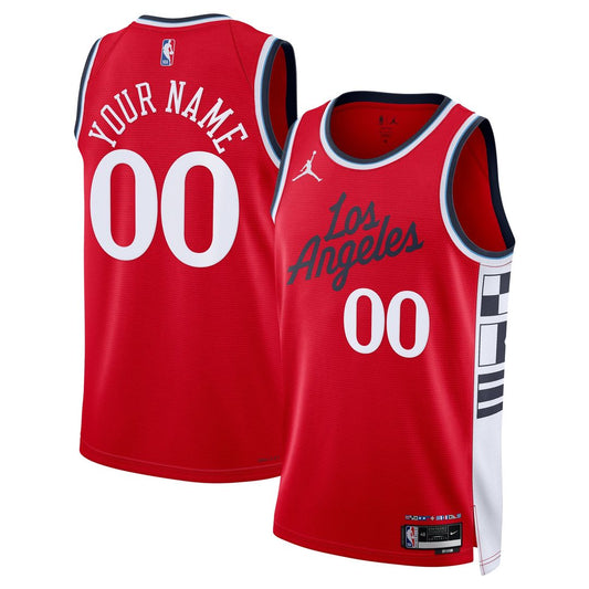 LA Clippers Jordan Brand Unisex 2024/25 Custom Swingman Jersey - Statement Edition - Red Official NBA Team Apparel Basketball Fan Gear
