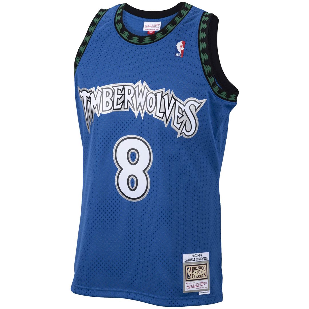 Latrell Sprewell Minnesota Timberwolves Mitchell & Ness 2003/04 Hardwood Classics Swingman Jersey - Blue Official NBA Team Apparel Basketball Fan Gear