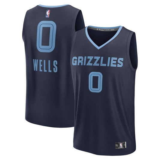 Jaylen Wells Memphis Grizzlies Fanatics Fast Break Replica Player Jersey - Icon Edition - Navy Official NBA Team Apparel Basketball Fan Gear