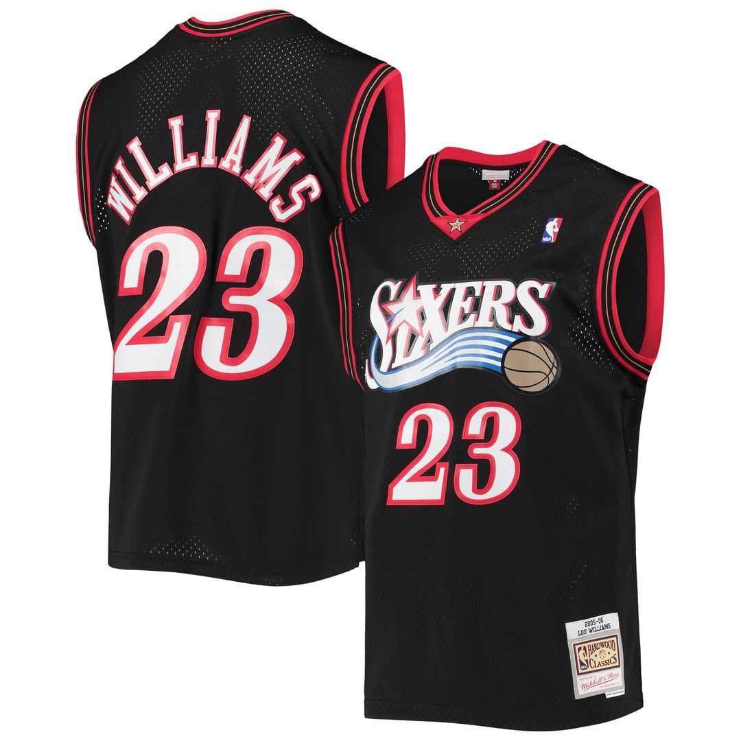 Lou Williams Philadelphia 76ers Mitchell & Ness 2005/06 Hardwood Classics Swingman Jersey - Black Official NBA Team Apparel Basketball Fan Gear