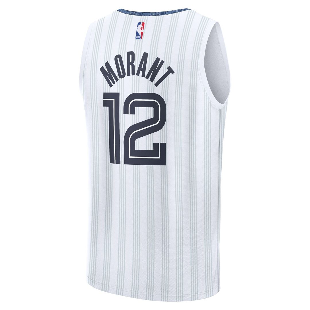 Ja Morant Memphis Grizzlies Fanatics Youth 2025/26 City Edition Fast Break Jersey - White Official NBA Team Apparel Basketball Fan Gear