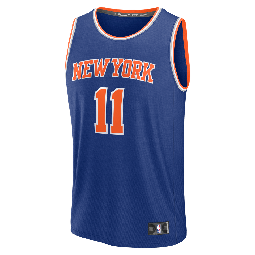 Jalen Brunson New York Knicks Fanatics Youth 2026 NBA Finals Patch Fast Break Jersey - Blue - Icon Edition Official NBA Team Apparel Basketball Fan Ge
