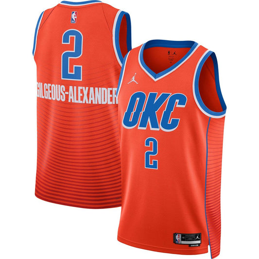 Shai Gilgeous-Alexander Oklahoma City Thunder Jordan Brand Unisex Swingman Jersey - Statement Edition - Orange Official NBA Team Apparel Basketball Fa