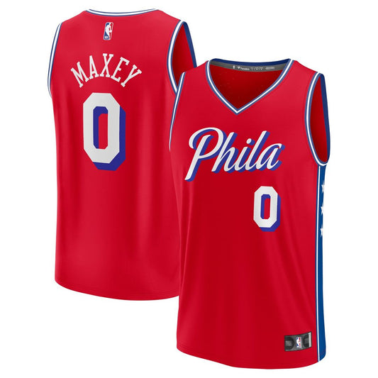 Tyrese Maxey Philadelphia 76ers Fanatics Youth Fast Break Player Jersey - Statement Edition - Red Official NBA Team Apparel Basketball Fan Gear