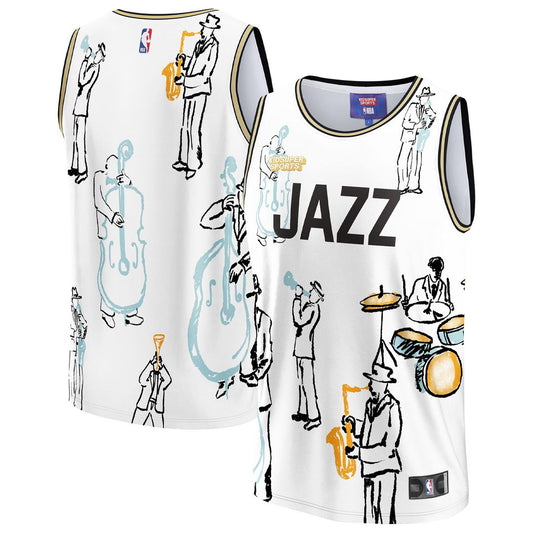 Utah Jazz NBA & KidSuper Studios by Fanatics Unisex Hometown Jersey - White Official NBA Team Apparel Basketball Fan Gear