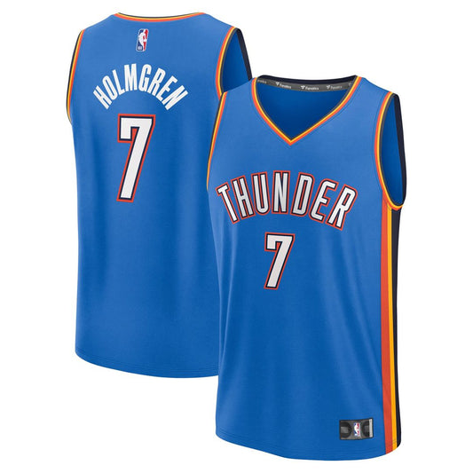 Chet Holmgren Oklahoma City Thunder Fanatics Fast Break Replica Player Jersey - Icon Edition - Blue Official NBA Team Apparel Basketball Fan Gear