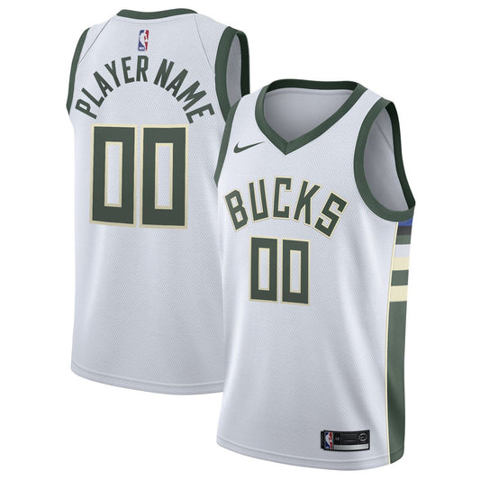Milwaukee Bucks Nike 2020/21 Swingman Custom Jersey - Association Edition - White Official NBA Team Apparel Basketball Fan Gear
